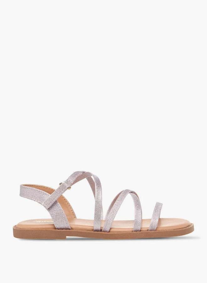 Little Missy Juniors Girls Cross Strap Hook and Loop Sandals