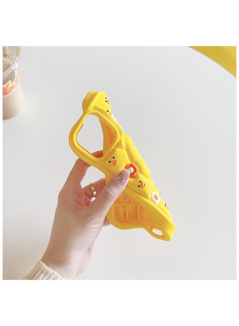 عام 【حافظة لآيفون 15 برو ماكس، حافظة كاواي كرتونية ثلاثية الأبعاد لطيفة مضحكة بطراز بطة صفراء ملتوية، حافظة سيليكون ناعمة مطاطية مقاومة للصدمات والحماية】 - Image 3