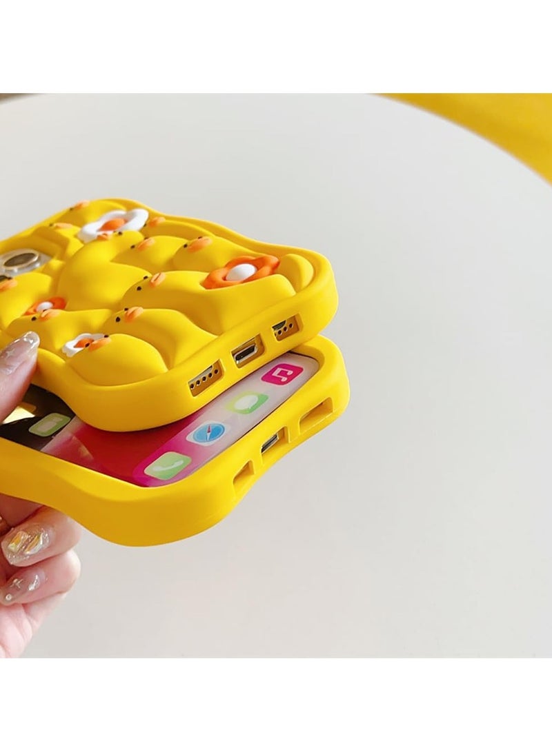 عام 【حافظة لآيفون 15 برو ماكس، حافظة كاواي كرتونية ثلاثية الأبعاد لطيفة مضحكة بطراز بطة صفراء ملتوية، حافظة سيليكون ناعمة مطاطية مقاومة للصدمات والحماية】 - Image 4