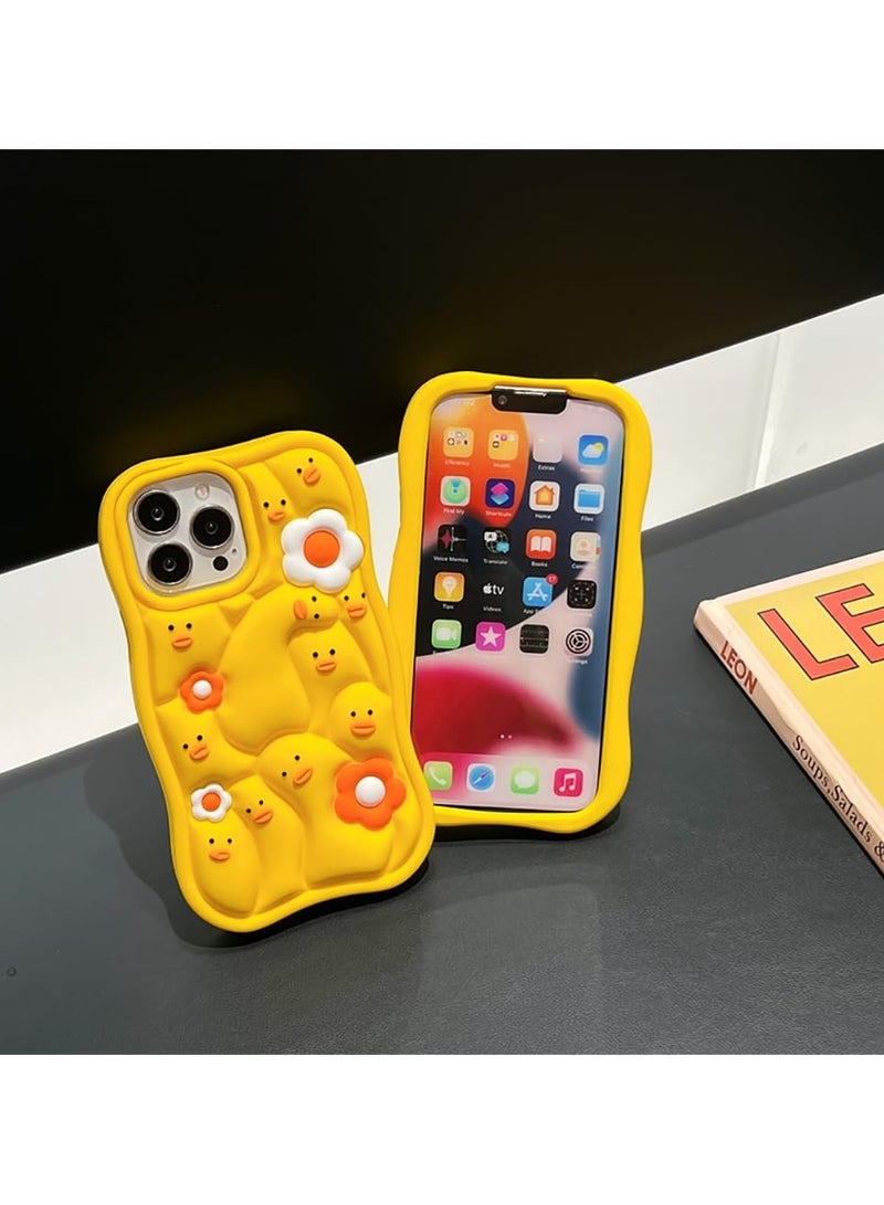 عام 【حافظة لآيفون 15 برو ماكس، حافظة كاواي كرتونية ثلاثية الأبعاد لطيفة مضحكة بطراز بطة صفراء ملتوية، حافظة سيليكون ناعمة مطاطية مقاومة للصدمات والحماية】 - Image 2