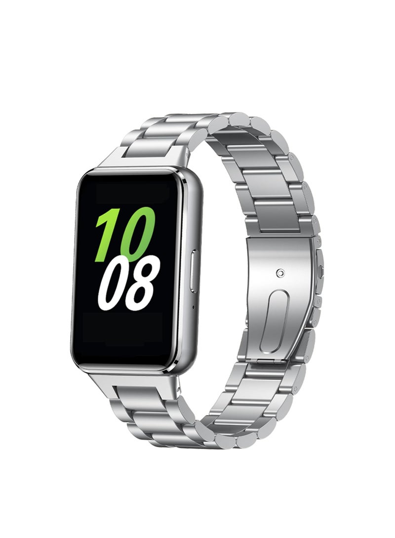 Stainless Steel No Gap Watch Band Compatible with Samsung Galaxy Fit3 Metal Replacement Strap for Samsung Galaxy Fit3 SM-R390 for Women Men (Silver) - Image 1