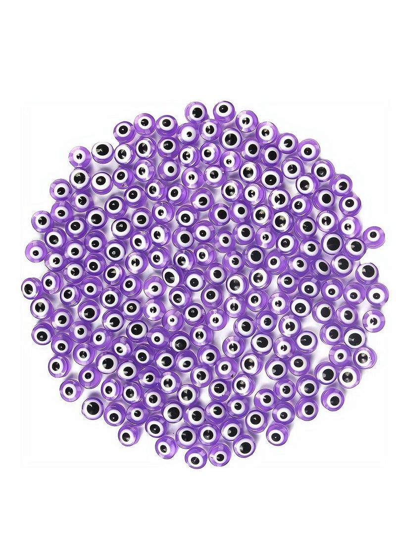 SYOSI Evil Eye Beads, Round Evil Eye Handmade Resin Beads, Charms Round Evil Eye Spacer Beads Handmade Beads for DIY Jewelry Bracelet Earring Necklace Craft Making, Purple, 200 Pcs - Image 1