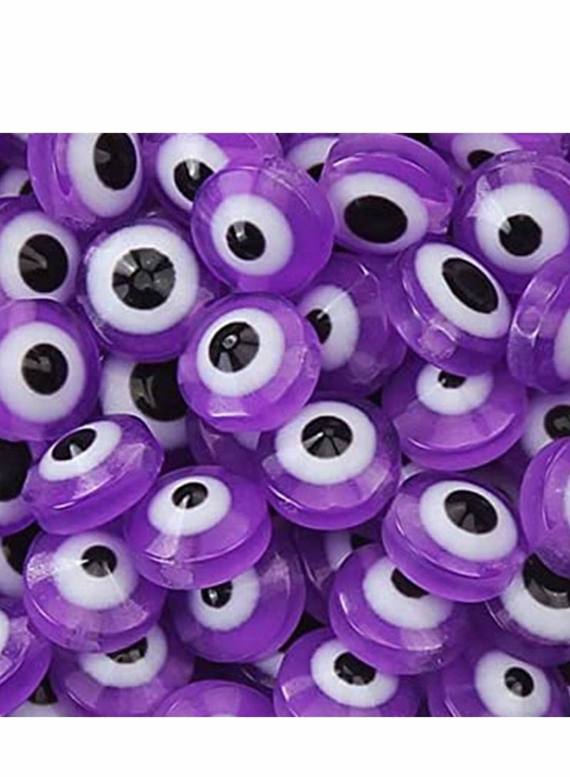 SYOSI Evil Eye Beads, Round Evil Eye Handmade Resin Beads, Charms Round Evil Eye Spacer Beads Handmade Beads for DIY Jewelry Bracelet Earring Necklace Craft Making, Purple, 200 Pcs - Image 3