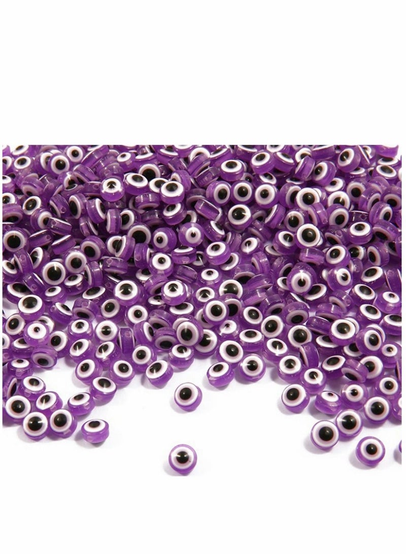 SYOSI Evil Eye Beads, Round Evil Eye Handmade Resin Beads, Charms Round Evil Eye Spacer Beads Handmade Beads for DIY Jewelry Bracelet Earring Necklace Craft Making, Purple, 200 Pcs - Image 5