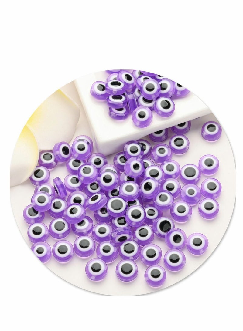 SYOSI Evil Eye Beads, Round Evil Eye Handmade Resin Beads, Charms Round Evil Eye Spacer Beads Handmade Beads for DIY Jewelry Bracelet Earring Necklace Craft Making, Purple, 200 Pcs - Image 4