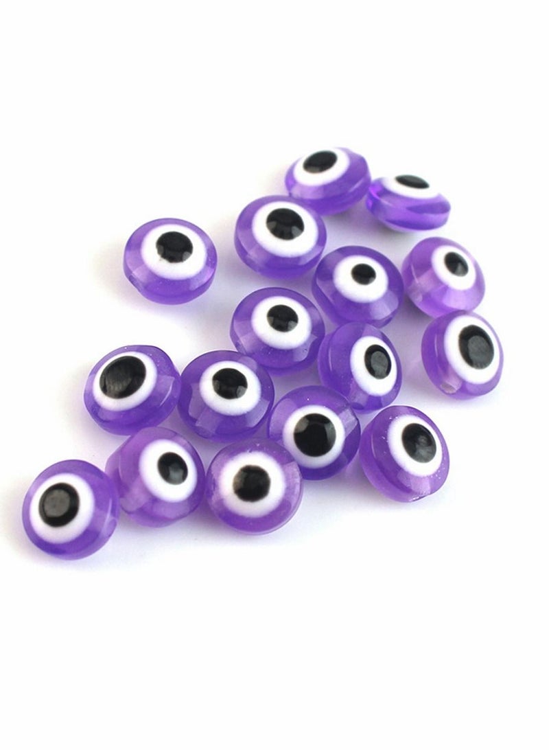 SYOSI Evil Eye Beads, Round Evil Eye Handmade Resin Beads, Charms Round Evil Eye Spacer Beads Handmade Beads for DIY Jewelry Bracelet Earring Necklace Craft Making, Purple, 200 Pcs - Image 2