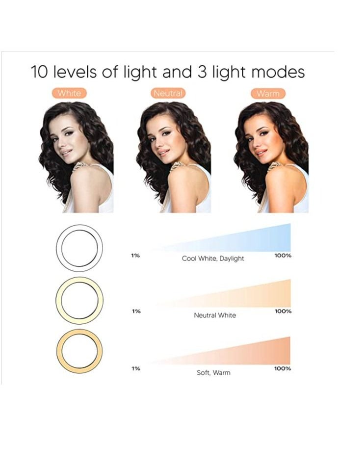 DUSALA 10 inch Selfie Ring Light With Phone Holder Tripod Stand for iPhone Android Great for Live Stream Makeup Beauty Tiktok YouTube Video Recording Studio Photography Lighting  - Image 3