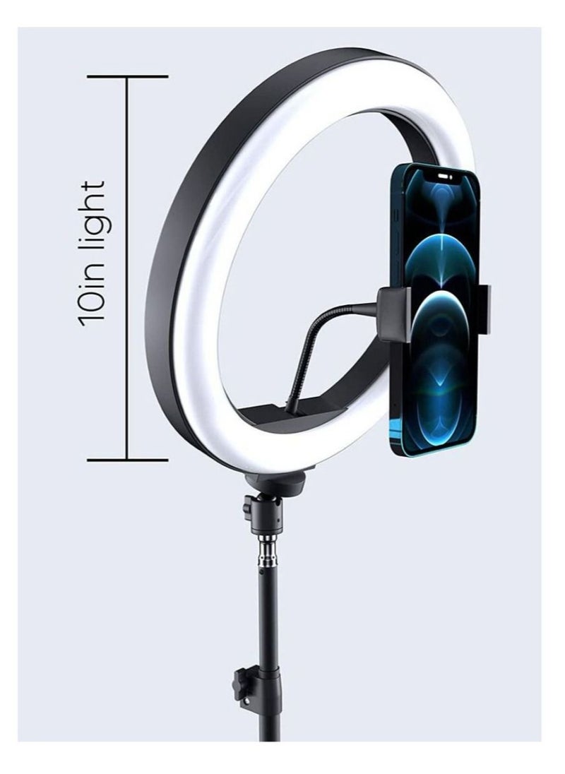 DUSALA 10 inch Selfie Ring Light With Phone Holder Tripod Stand for iPhone Android Great for Live Stream Makeup Beauty Tiktok YouTube Video Recording Studio Photography Lighting  - Image 4