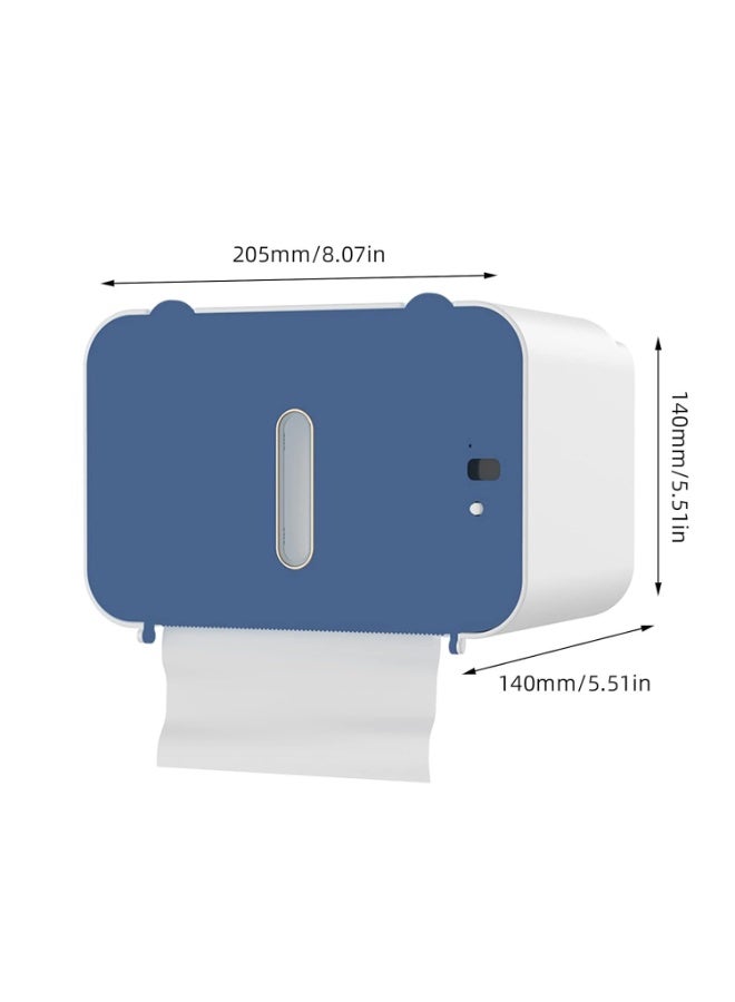 PEETTA Wall Mounted Toilet Paper Holder with Dispenser — Waterproof Bathroom Tissue Roll Storage Box with Viewing Window, No-Drill Wall Tissue Organizer - Image 4