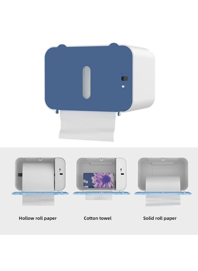 PEETTA Wall Mounted Toilet Paper Holder with Dispenser — Waterproof Bathroom Tissue Roll Storage Box with Viewing Window, No-Drill Wall Tissue Organizer - Image 5