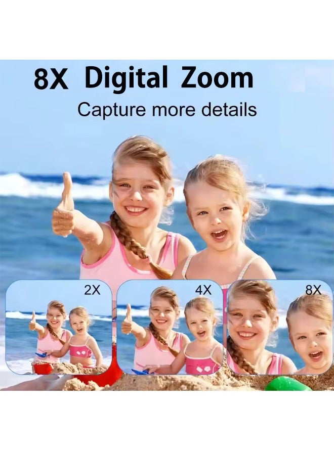 Digisand Digital Camera with 128G SD Card 4K CCD Digital Zoom Student Digital Camera 48MP Portable Photography Camera 180° Flip Screen Selfie Camera, Free Gift Lanyard and Cartoon Stickers - Image 4