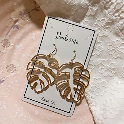 Doubnine Palm Leaf Earrings Large Monstera Rose Gold-Plated Line Dangle Earrings Bohemian Summer Festvial Jewelry for Women (rose golden) - Image 5