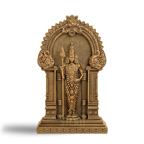 SILAII Murugan Statue for Pooja & Home Decor - Antique Bronze Finish Murugan Idol | God Idols | Murugan Statue for Pooja Room | God Idols for Home Decor (12 INCHES) - Image 1