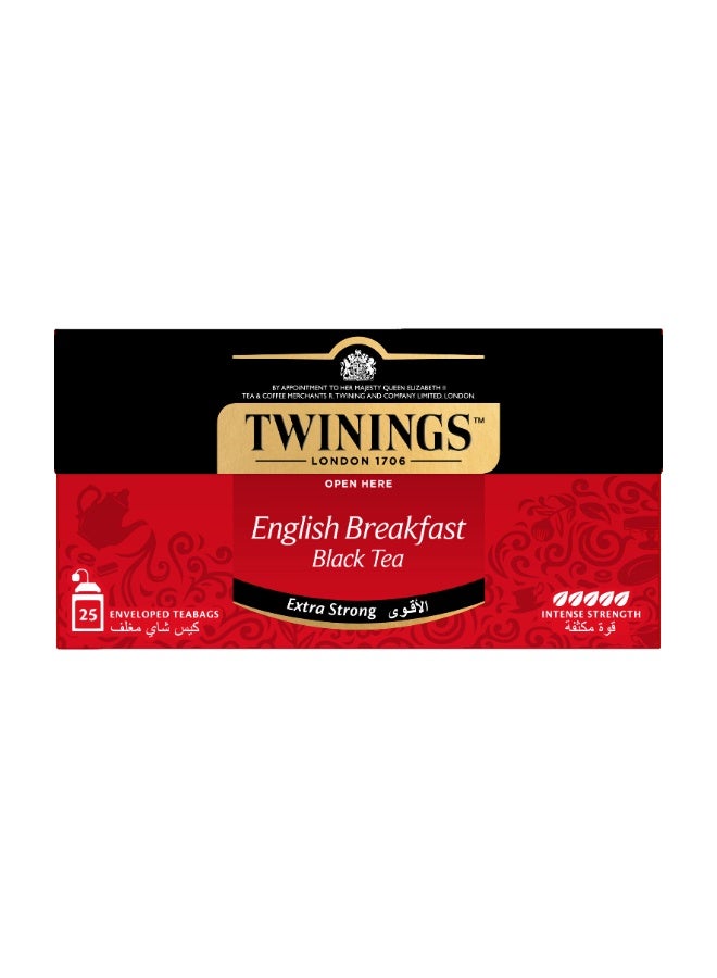 Twinings Extra English Breakfast Black Tea 25 Bags 50 Grams - Image 1