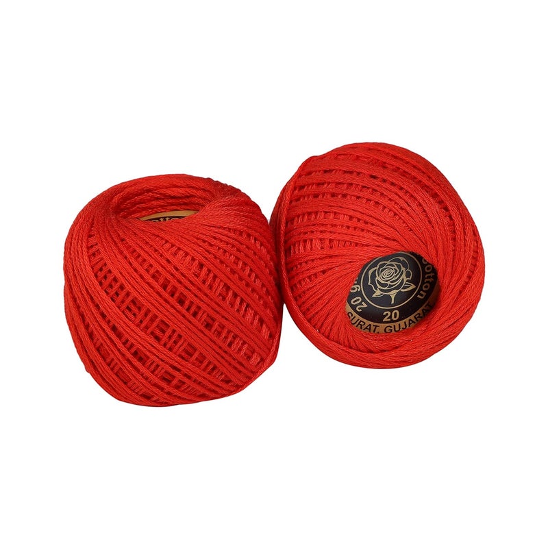 CORIOX Crochet Thread Set Of 10 Ball Crochet Cotton Thread Yarn For Knitting & Craft Making. Size 20 Gram 55 To 60 Mtr Approx (Red), 230 Gm - Image 3