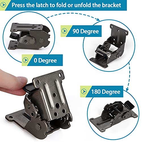 Skelang 4 Pcs Folding Brakcet 0°-90°-180°, Table Foldable Hinge, Self Lock Extension Support for Table, Workbench, Sleeping Platform - Image 5