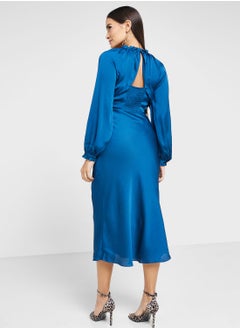 WHISTLES Plunge Neck Ruched Dress  - Image 2