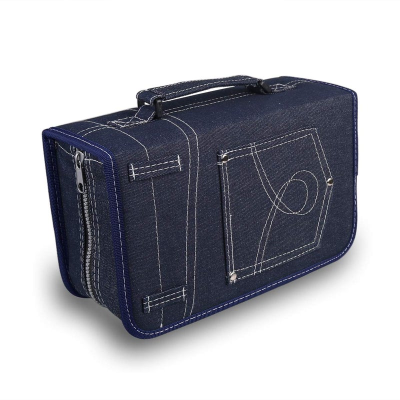 FORE Legend Denim CD/DVD/Blu-Ray Disc 128pcs Wallet Case for CD/DVD Carrying Storage 128 Capacity Made of Denim Color Blue - Image 5