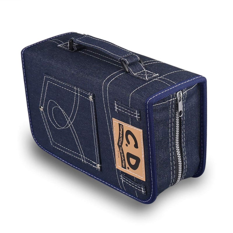 FORE Legend Denim CD/DVD/Blu-Ray Disc 128pcs Wallet Case for CD/DVD Carrying Storage 128 Capacity Made of Denim Color Blue - Image 2