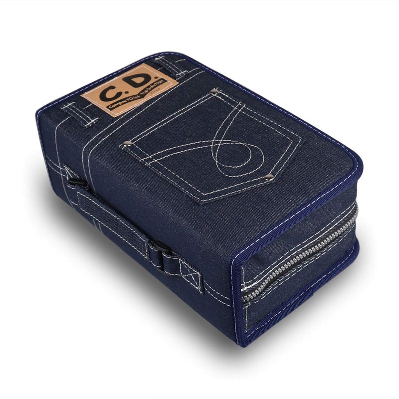 FORE Legend Denim CD/DVD/Blu-Ray Disc 128pcs Wallet Case for CD/DVD Carrying Storage 128 Capacity Made of Denim Color Blue - Image 1