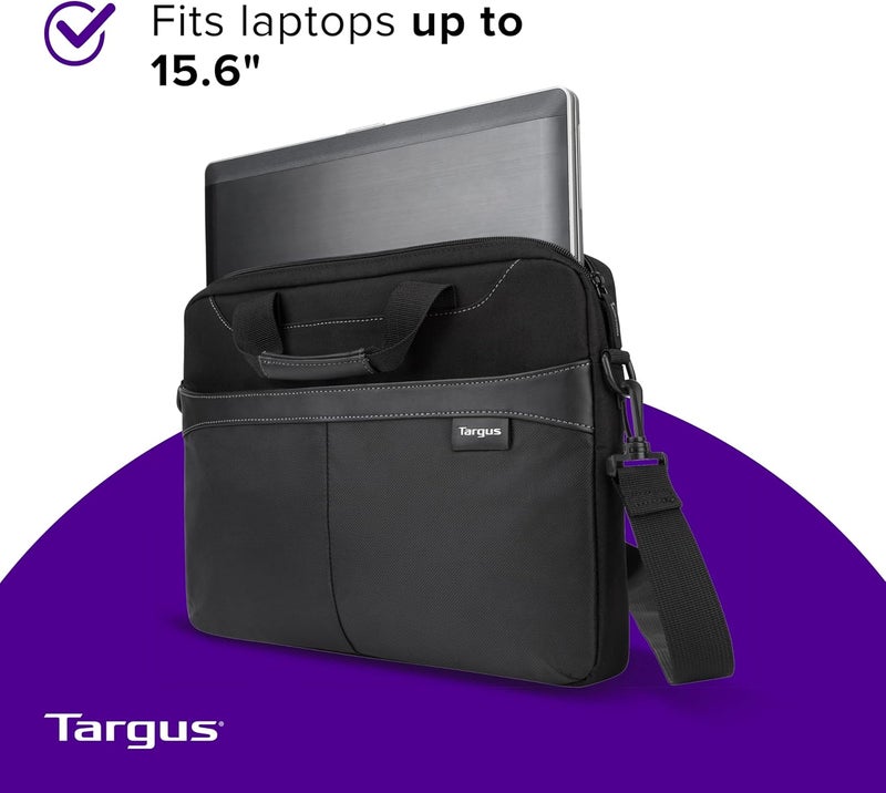 targus Laptop Bag Slim Briefcase for Laptops up to 15.6-inches Over-the-shoulder Laptop Bag Men Women Travel Laptop Bag for 12 13 14 & 15 inch Dell HP Lenovo Apple and Microsoft Laptops Black (TSS898) - Image 3