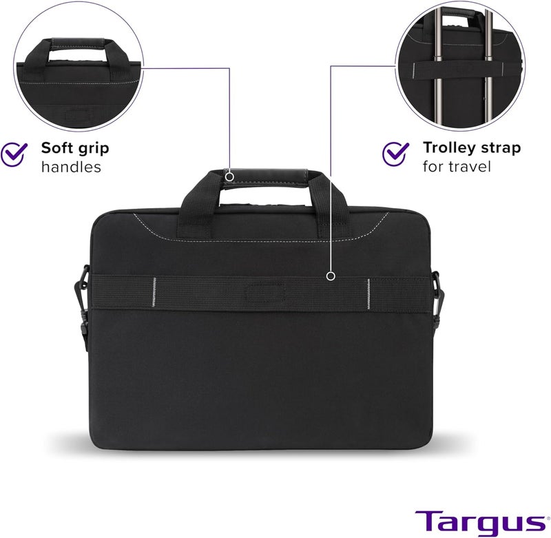 targus Laptop Bag Slim Briefcase for Laptops up to 15.6-inches Over-the-shoulder Laptop Bag Men Women Travel Laptop Bag for 12 13 14 & 15 inch Dell HP Lenovo Apple and Microsoft Laptops Black (TSS898) - Image 4