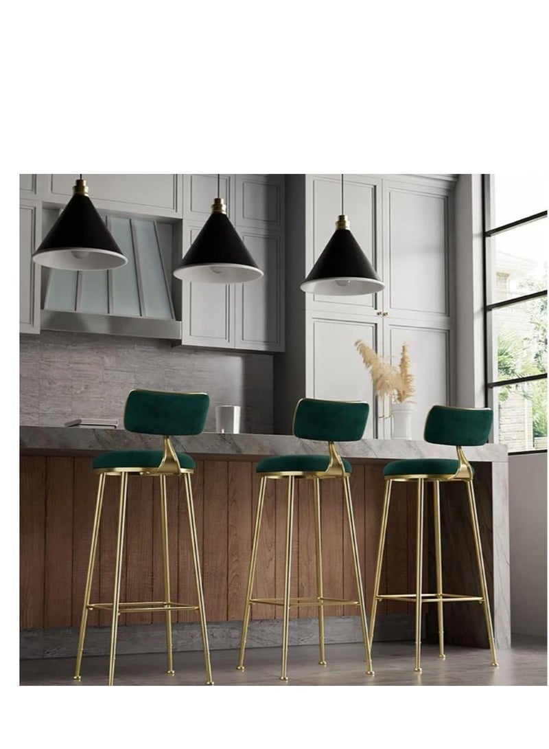 Golden Bar Stool,Chair Stool High Bar Chair,2 Pcs Metal Legs Heavy Duty Barstools with Backs,Flannel Upholstered Counter High Chair for Kitchen, Restaurant,Coffee (Green-2pcs)  - Image 4