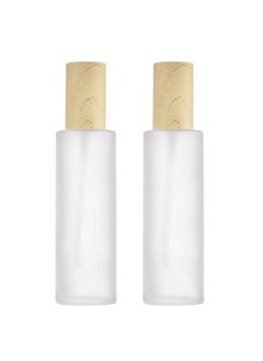 SYBL SYBL 2Pcs 120ml 4oz Empty Refillable Frosted Glass Cosmetic Cream Lotion Bottle Pump Bottles Container Vial Jar Pot With Wood Grain Lid For Emulsion Essence Liquid  - Image 1