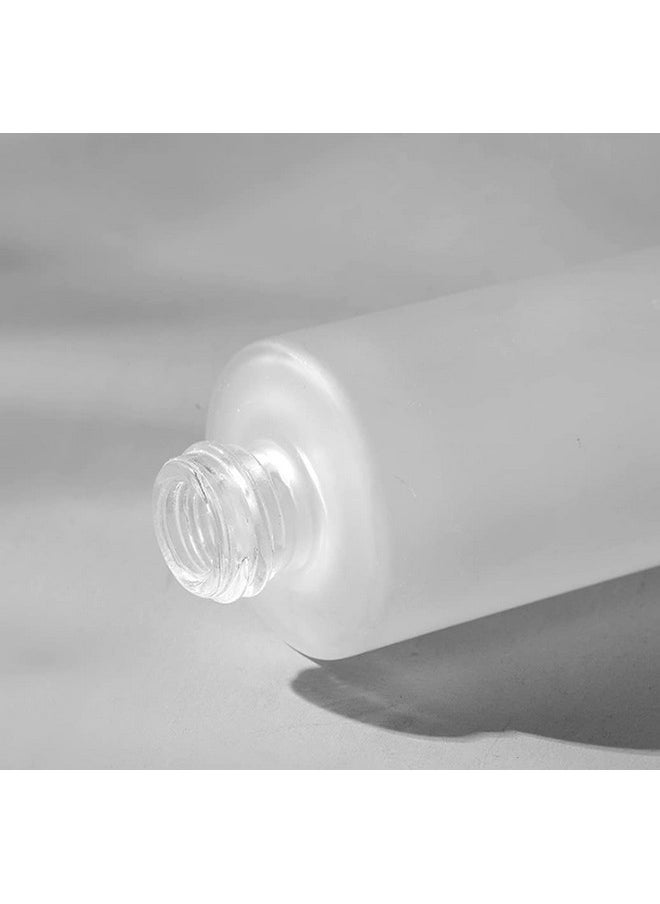SYBL - SYBL 2Pcs 120ml 4oz Empty Refillable Frosted Glass Cosmetic Cream Lotion Bottle Pump Bottles Container Vial Jar Pot With Wood Grain Lid For Emulsion Essence Liquid - Image 1