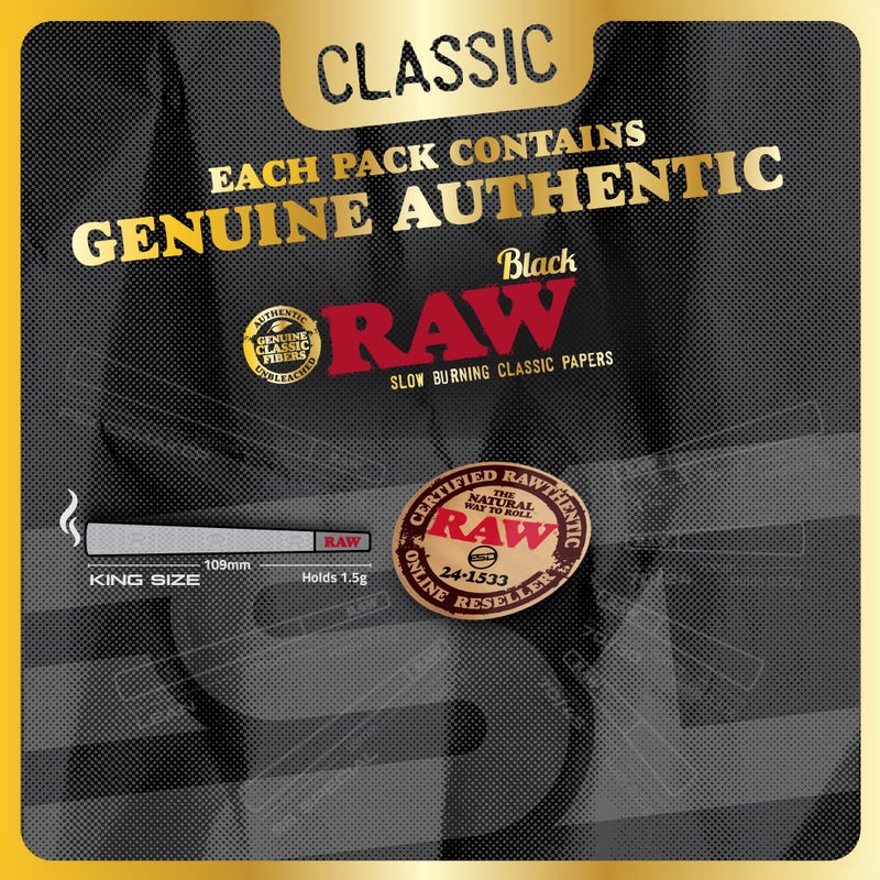 RAW Black Cones King Size - 100 Pack - Slow Burning Pre Rolled Cones Pressed Extra Fine for Thin, Naturally Translucent Paper with Tips & Packing Tubes Included - Image 5