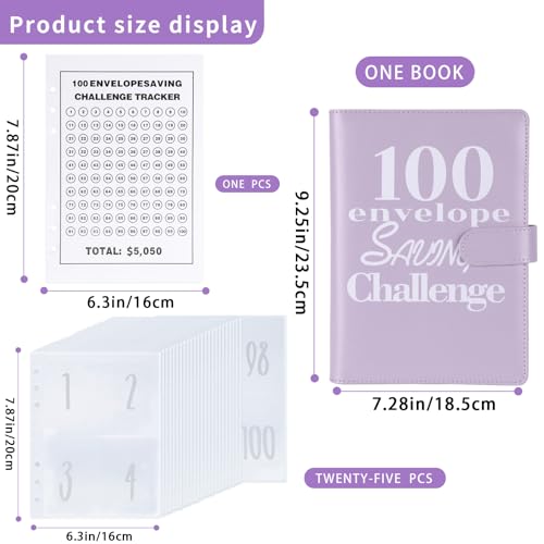 NICOOTH 100 Envelopes Money Saving Binder A5 Savings Challenge Book Easy and Fun Way to Save $5050 - Image 2