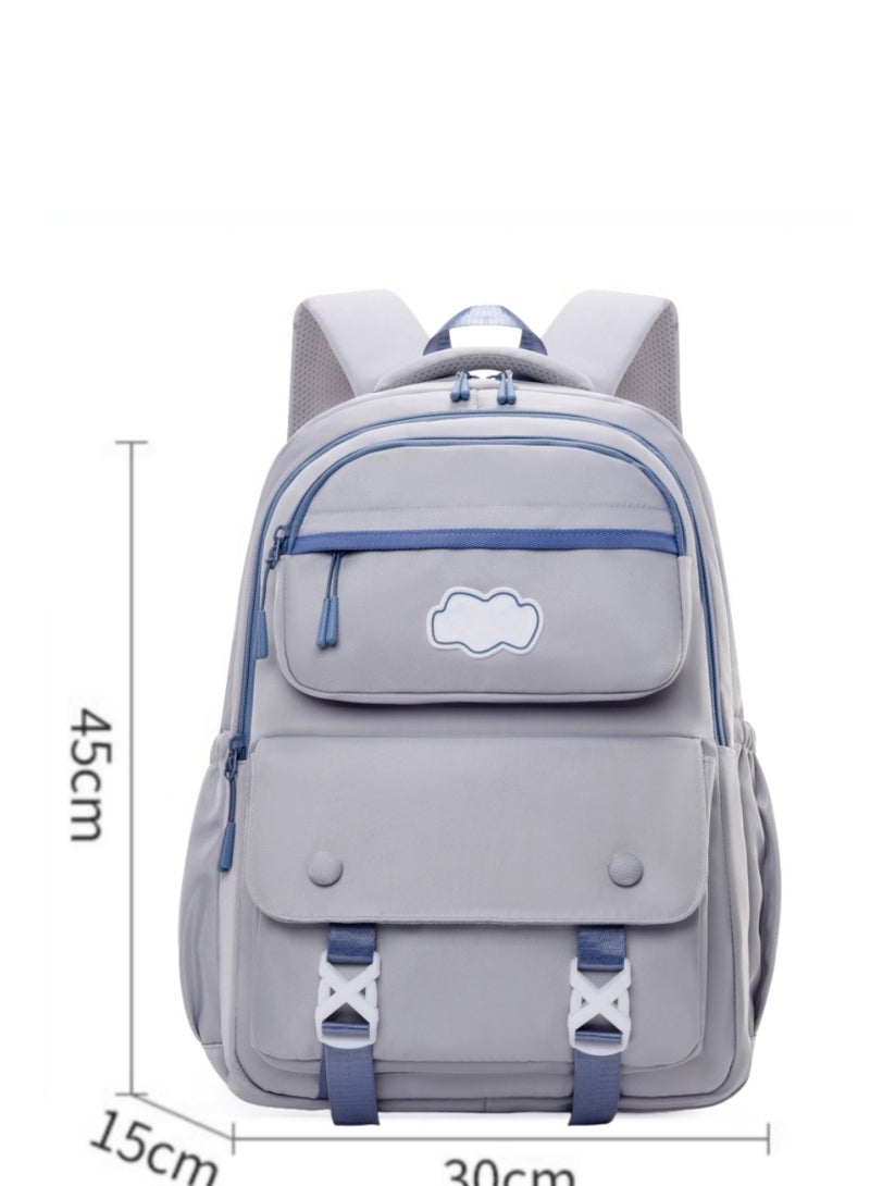 Backpack, Student Backpack,Fresh Gray-Blue, Lightweight Backpack, Durable Backpack, Adjustable Shoulder Strap Backpack, Minimalist Aesthetic Student Backpack - Image 2