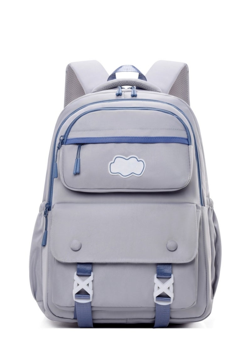 Backpack, Student Backpack,Fresh Gray-Blue, Lightweight Backpack, Durable Backpack, Adjustable Shoulder Strap Backpack, Minimalist Aesthetic Student Backpack - Image 1