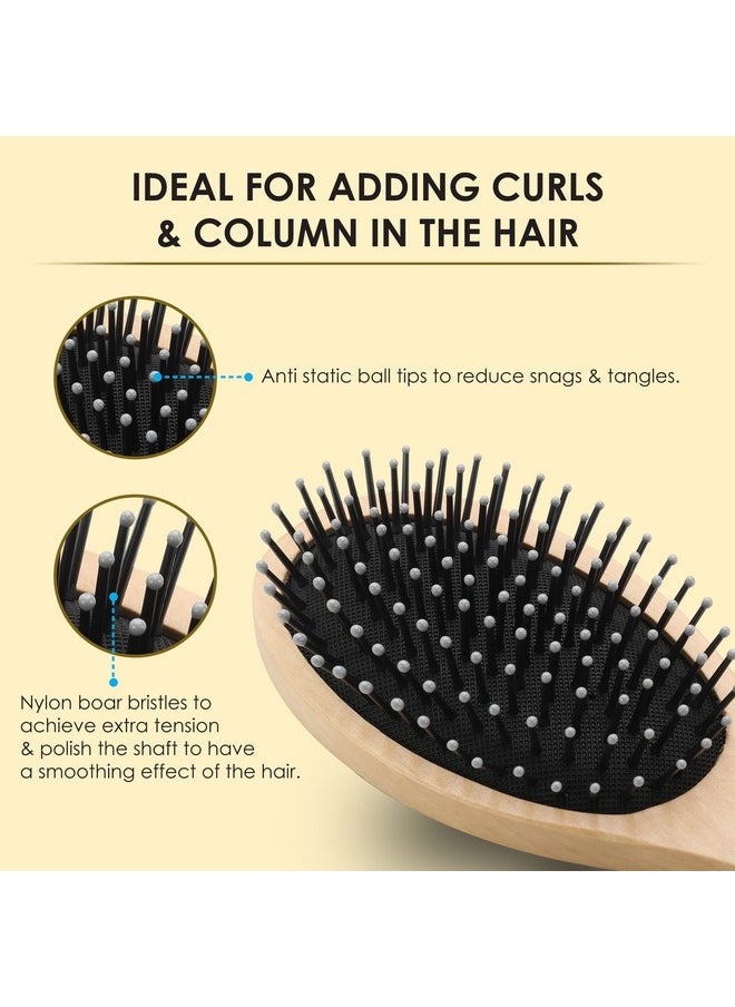 AGARO AGARO Wooden Narrow Oval Hair Brush with Strong & flexible nylon bristles, having Anti-static ball tips For Grooming, Straightening, Detangling & adding shine to Hair, ideal for Men & Women  - Image 2