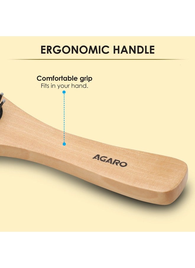 AGARO AGARO Wooden Narrow Oval Hair Brush with Strong & flexible nylon bristles, having Anti-static ball tips For Grooming, Straightening, Detangling & adding shine to Hair, ideal for Men & Women  - Image 5