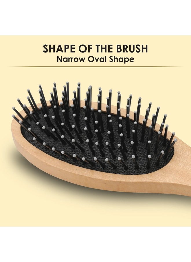 AGARO AGARO Wooden Narrow Oval Hair Brush with Strong & flexible nylon bristles, having Anti-static ball tips For Grooming, Straightening, Detangling & adding shine to Hair, ideal for Men & Women  - Image 4