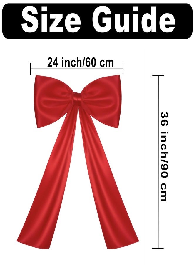 Voeveca Large Bow Big Coquette Bow for Backdrop Birthday Party Room Wall Decor, Giant Ribbon Tie Hanging Gift Coquette Wall Decor (1, Red - Image 2