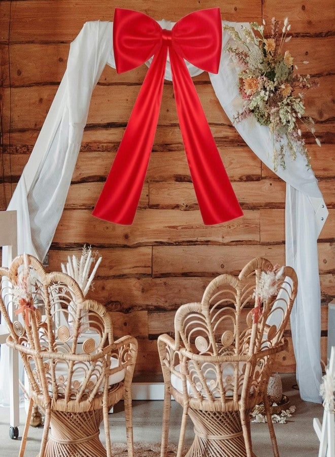 Voeveca Large Bow Big Coquette Bow for Backdrop Birthday Party Room Wall Decor, Giant Ribbon Tie Hanging Gift Coquette Wall Decor (1, Red - Image 5