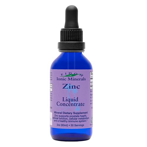 Eidon Ionic Minerals Liquid Zinc Concentrate Ionic Zinc Supplement Drops for Adults and Kids Support Immune System Hair and Skin Liver and Kidney Health Relieves Stress 2 oz