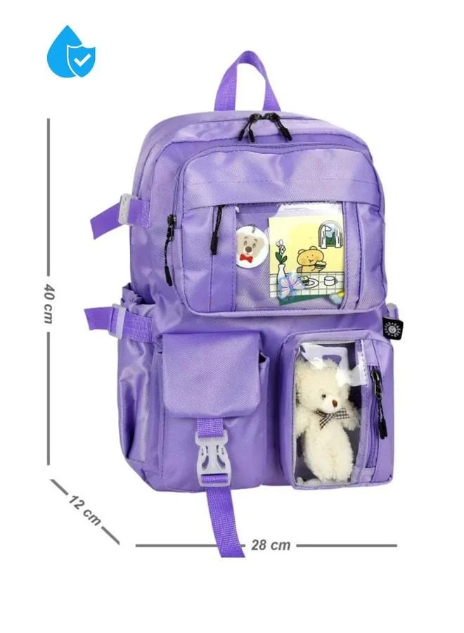 zuzunga Kawaii Korean Style Multi-Eyed Plush Bear Detailed School Backpack.