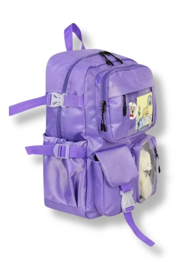 zuzunga Kawaii Korean Style Multi-Eyed Plush Bear Detailed School Backpack.