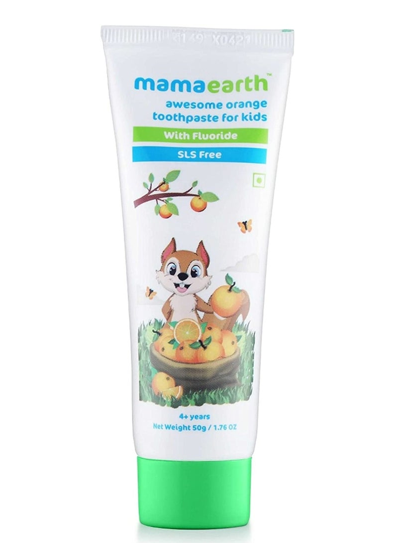 Mamaearth Natural Orange Flavour Toothpaste, Sls Free With 750 PPM Fluoride, 50GM - Image 2