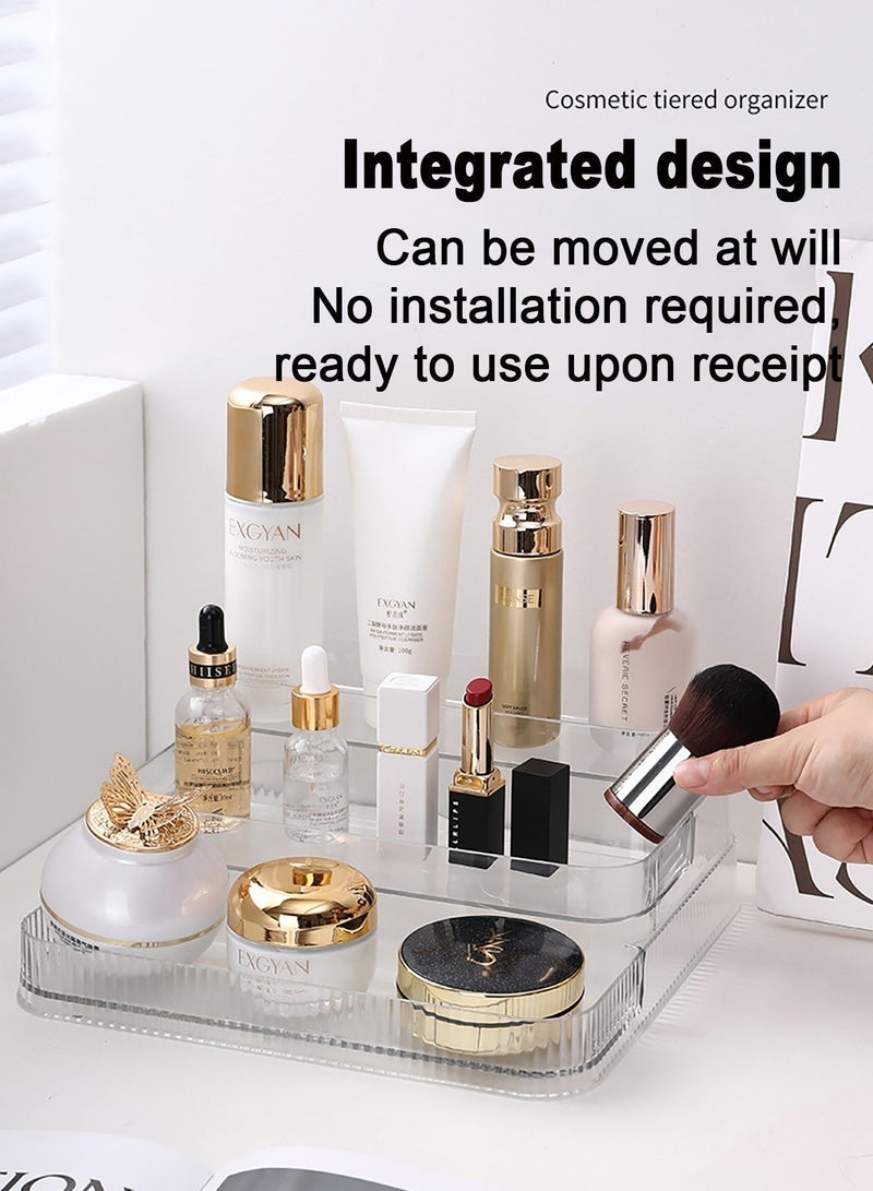 CUBEXELL 3 Tier Clear Acrylic Display Riser, Makeup Perfume Organizer Rack, Transparent Step Storage Stand for Cosmetics, Skincare & Vanity Table - Image 4
