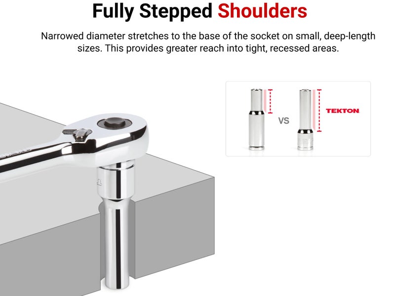 TEKTON 1/4 Inch Drive Deep 12-Point Socket Set with Rail, 11-Piece (5/32-9/16 in.) | SHD90107 - Image 3