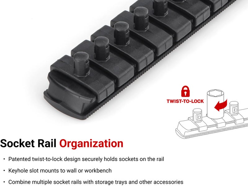 TEKTON 1/4 Inch Drive Deep 12-Point Socket Set with Rail, 11-Piece (5/32-9/16 in.) | SHD90107 - Image 4