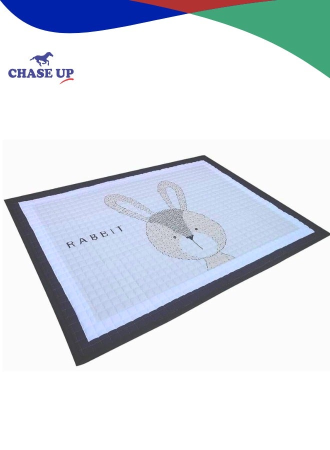 Chase Up Rabbit Baby Playmat (145x195cm) - Soft Cotton Baby Crawling Mat with Rabbit Design for Tummy Time, Ideal for Infants, Kids, Birthdays & Cotton Blanket Use Toddler Floor Mat - Image 1