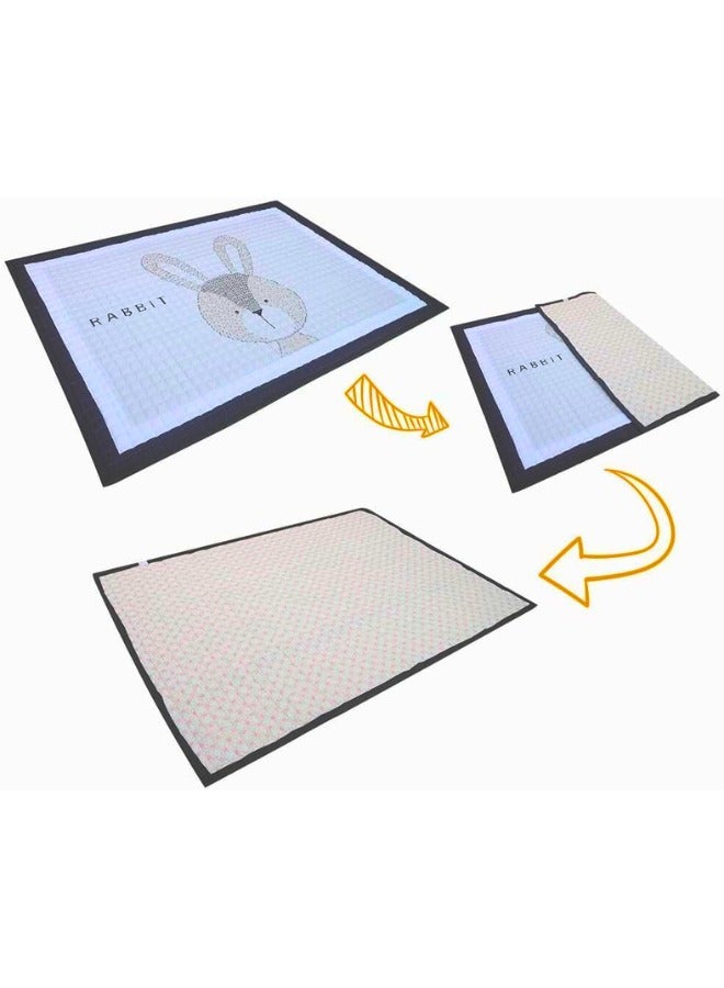 Chase Up Rabbit Baby Playmat (145x195cm) - Soft Cotton Baby Crawling Mat with Rabbit Design for Tummy Time, Ideal for Infants, Kids, Birthdays & Cotton Blanket Use Toddler Floor Mat - Image 3