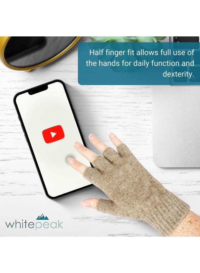 Whitepeak Genuine Merino Wool and Possumdown Fingerless Gloves for Men and Women | UNISEX, Natural, L - Image 5