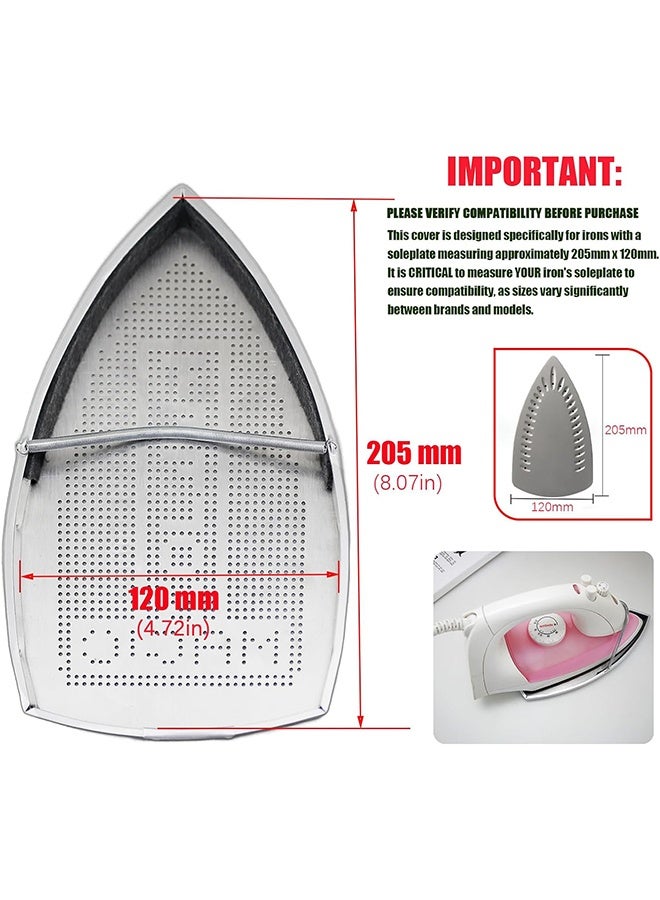 Iron Protector Cover, Aluminum Steam Iron Shoe Cover, Non-Stick Vented Design, Fits 205mm x 120mm Soleplate, Prevents Burns & Protects Fabrics, Easy Installation Ironing Accessories - Image 2