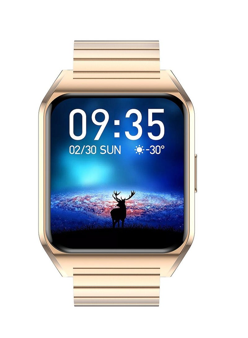 AROAQ H60 Smart Watch Bluetooth Calling Body Temperature Heart Rate Smartwatch IP67 Waterproof Sports Fitness Tracker Watches For Men And Women With Golden Steel Strap - Image 2